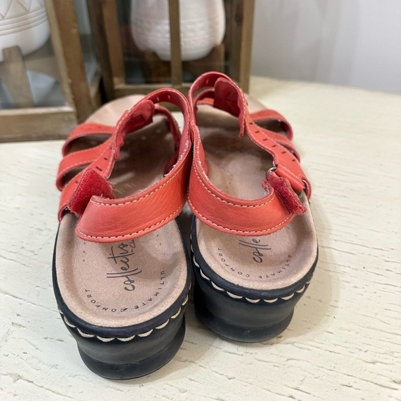 Clarks Women’s Lexi Qwin Coral Pink Leather Slingback Sandal Size 8 - Picture 3 of 5